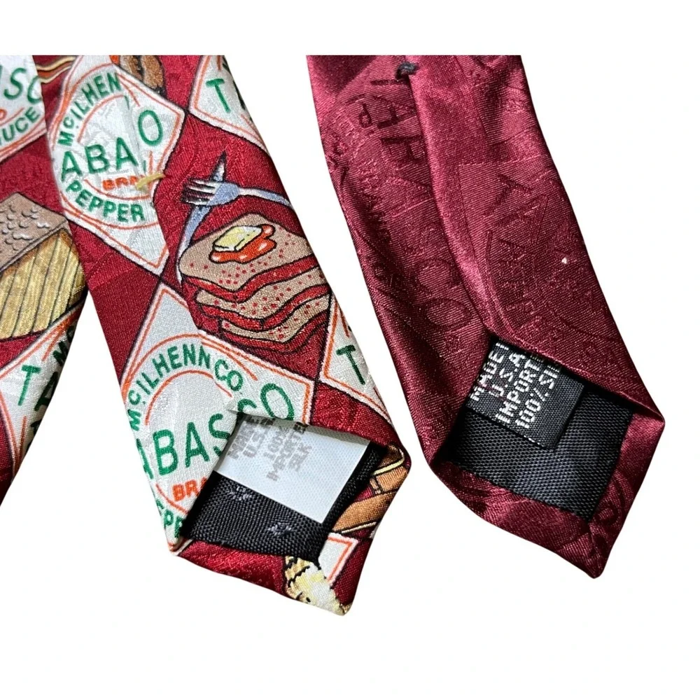 VTG LOT OF 2, Men's Neck Tie TABASCO Bayou at Night Farm to Table SILK